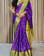 Supernal Purple Printed Dola Silk Saree With Luxuriant Blouse Piece