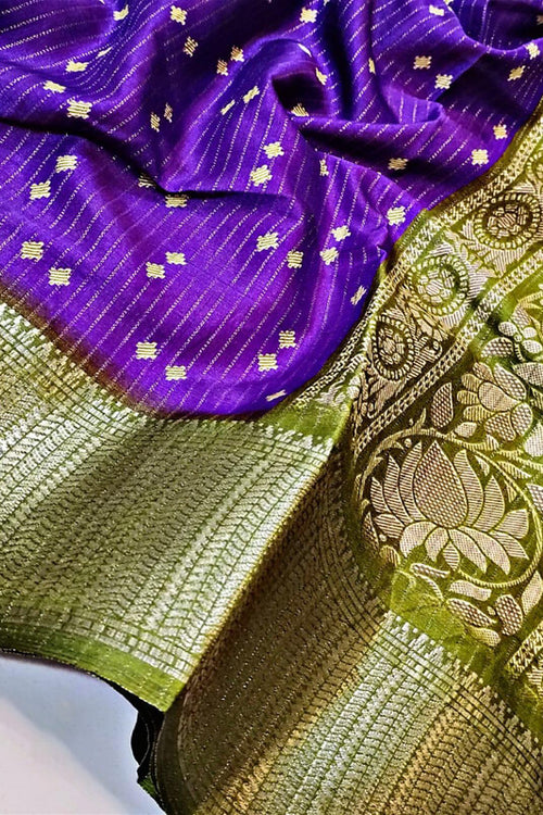 Load image into Gallery viewer, Supernal Purple Printed Dola Silk Saree With Luxuriant Blouse Piece
