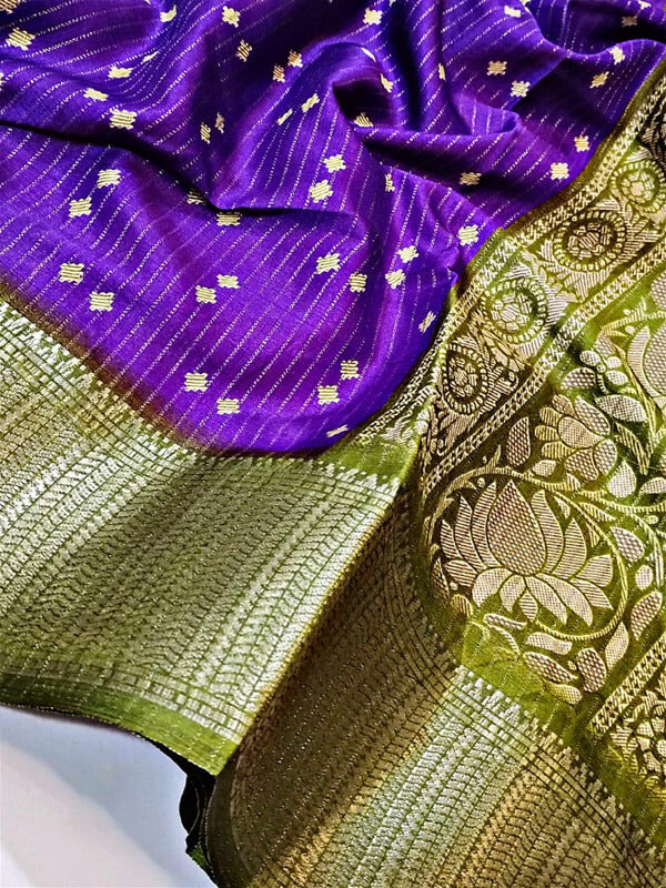 Supernal Purple Printed Dola Silk Saree With Luxuriant Blouse Piece