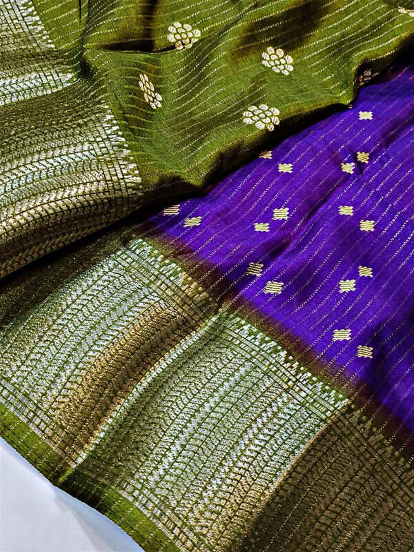 Supernal Purple Printed Dola Silk Saree With Luxuriant Blouse Piece