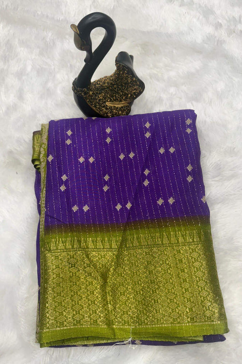 Load image into Gallery viewer, Supernal Purple Printed Dola Silk Saree With Luxuriant Blouse Piece
