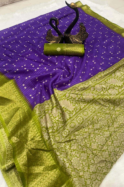 Load image into Gallery viewer, Supernal Purple Printed Dola Silk Saree With Luxuriant Blouse Piece
