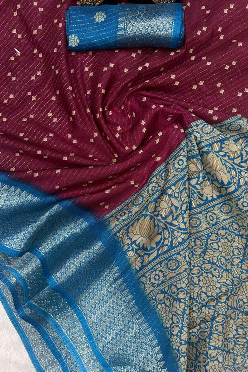 Load image into Gallery viewer, Fugacious Wine Digital Printed Dola Silk Saree With Palimpsest Blouse Piece
