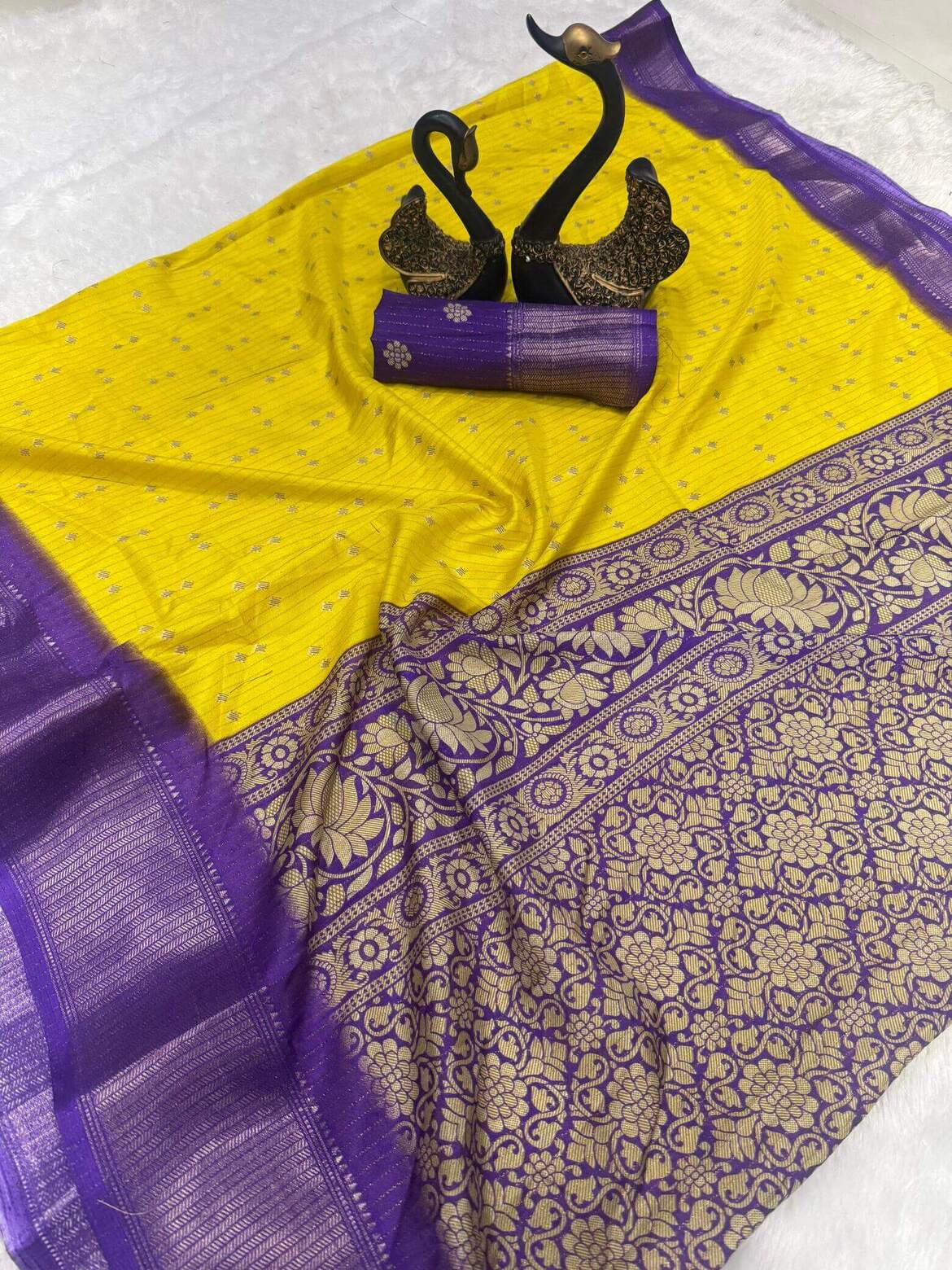 Magnetic Yellow Digital Printed Dola Silk Saree With Mellifluous Blouse Piece