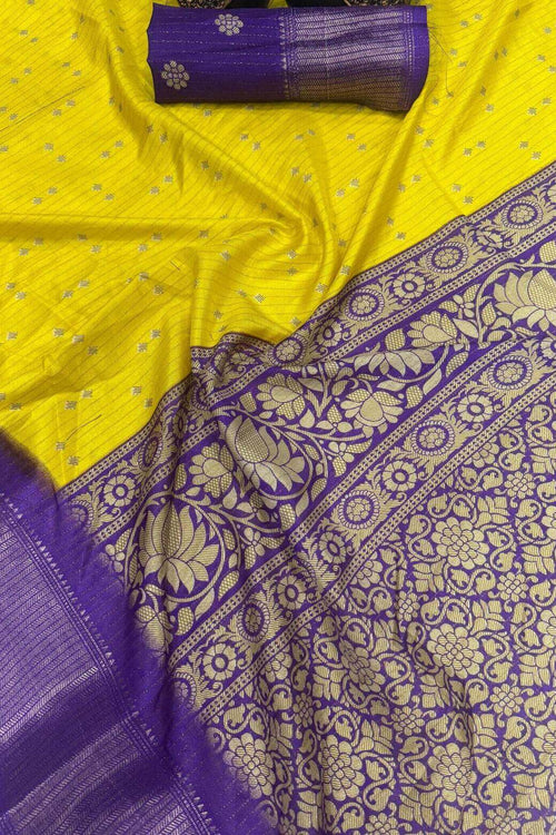 Load image into Gallery viewer, Magnetic Yellow Digital Printed Dola Silk Saree With Mellifluous Blouse Piece
