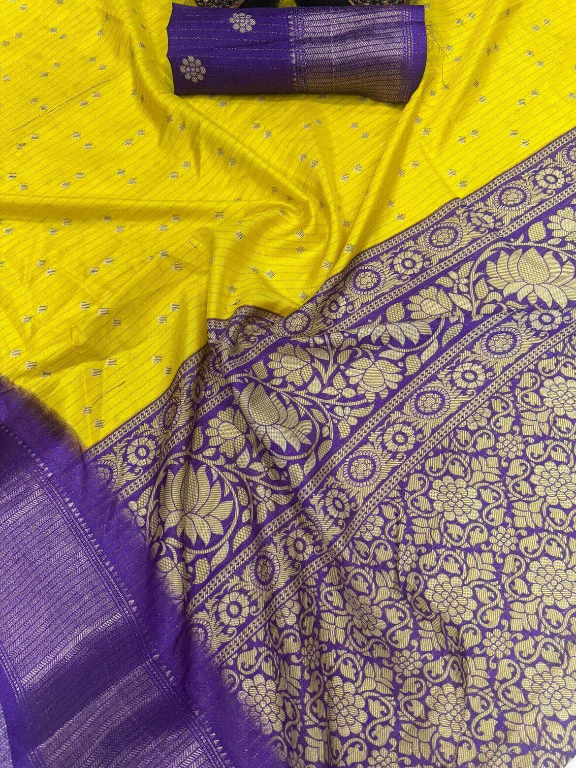 Magnetic Yellow Digital Printed Dola Silk Saree With Mellifluous Blouse Piece