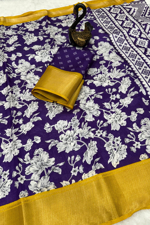 Load image into Gallery viewer, Captivating Royal Blue Digital Printed Dola Silk Saree With Appealing Blouse Piece
