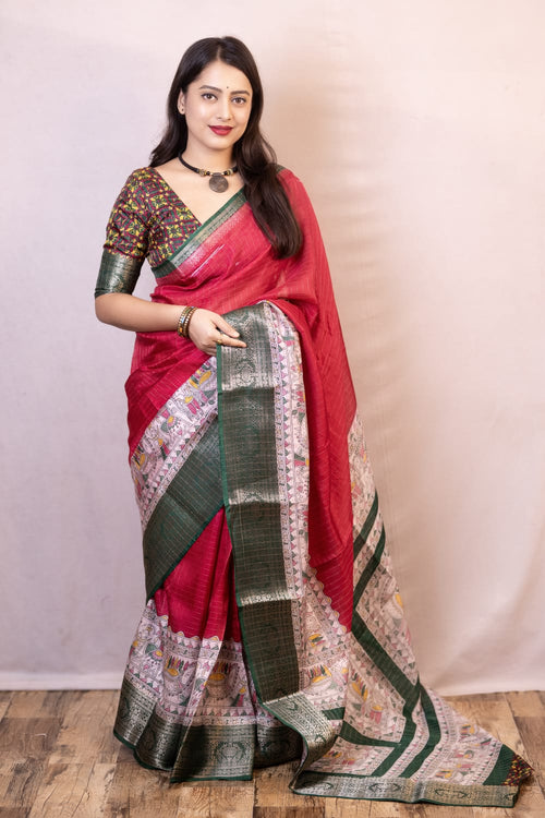 Load image into Gallery viewer, Majestic Dark Pink Digital Printed Dola Silk Saree With Fugacious Blouse Piece
