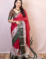 Majestic Dark Pink Digital Printed Dola Silk Saree With Fugacious Blouse Piece