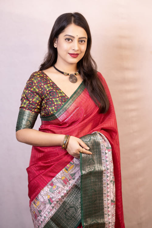 Load image into Gallery viewer, Majestic Dark Pink Digital Printed Dola Silk Saree With Fugacious Blouse Piece
