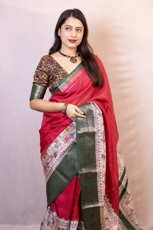 Load image into Gallery viewer, Majestic Dark Pink Digital Printed Dola Silk Saree With Fugacious Blouse Piece
