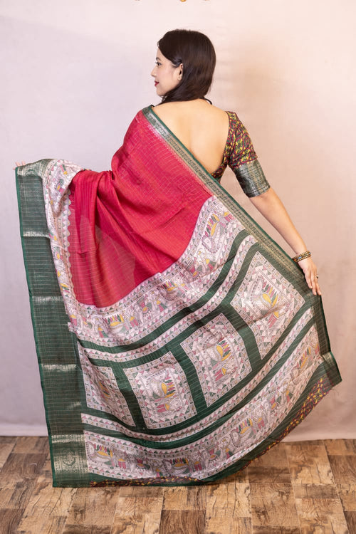 Load image into Gallery viewer, Majestic Dark Pink Digital Printed Dola Silk Saree With Fugacious Blouse Piece
