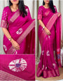 Phenomenal Dark Pink Digital Printed Dola Silk Saree With Deserving Blouse Piece