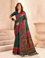 Lustrous Dark Green Nylon Dola Pashmina Saree With Devastating Blouse Piece