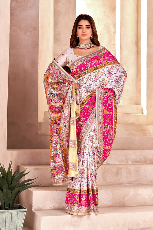 Load image into Gallery viewer, Incredible Off White Nylon Dola Pashmina Saree With Classic Blouse Piece
