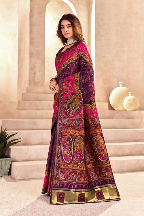 Load image into Gallery viewer, Prominent Purple Nylon Dola Pashmina Saree With Entrancing Blouse Piece
