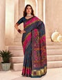 Refreshing Rama Nylon Dola Pashmina Saree With Scrumptious Blouse Piece