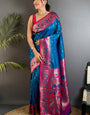 Comely Blue Paithani Silk Saree With Enigmatic Blouse Piece