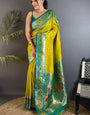 Sempiternal Mustard Paithani Silk Saree With Glittering Blouse Piece