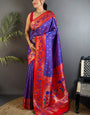Resonant Royal Purple Paithani Silk Saree With Evanescent Blouse Piece