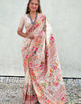 Divine Off White Nylon Dola Pashmina Saree With Seraphic Blouse Piece