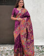 Bewitching Purple Nylon Dola Pashmina Saree With Mesmerising Blouse Piece