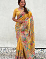 Unequalled Yellow Nylon Dola Pashmina Saree With Designer Blouse Piece