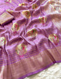 Eye-catching Lavender Soft Banarasi Silk Saree With Sophisticated Blouse Piece