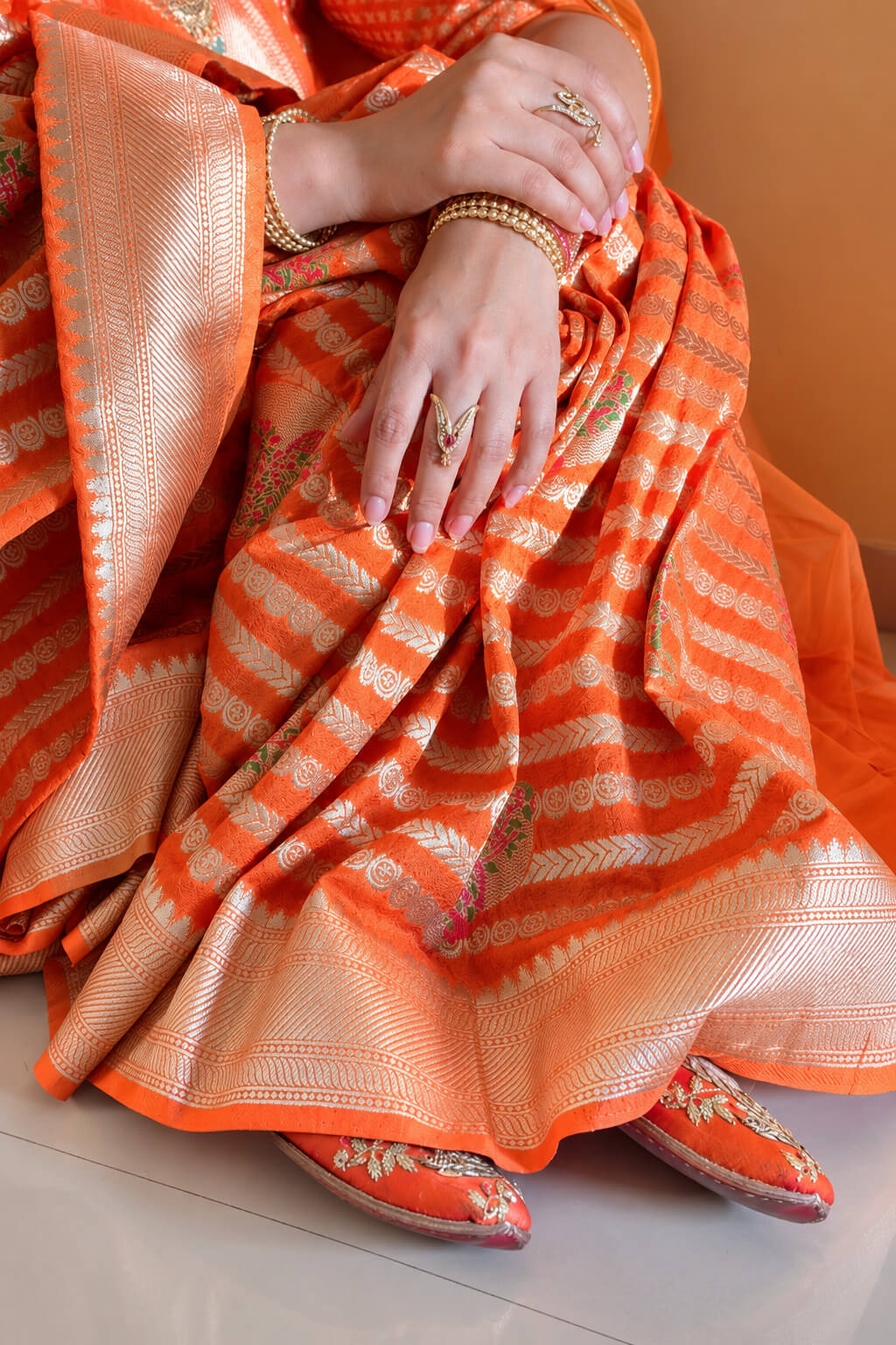 Bucolic Orange Soft Banarasi Silk Saree With Posh Blouse Piece