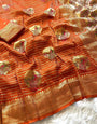 Bucolic Orange Soft Banarasi Silk Saree With Posh Blouse Piece
