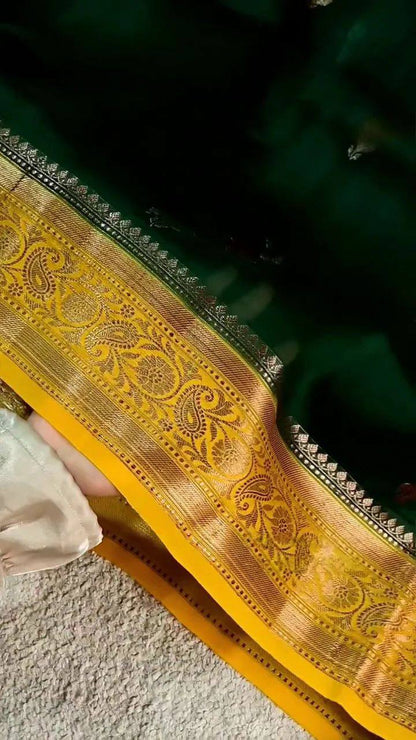 Energetic Dark Green Soft Silk Saree With Hypnotic Blouse Piece