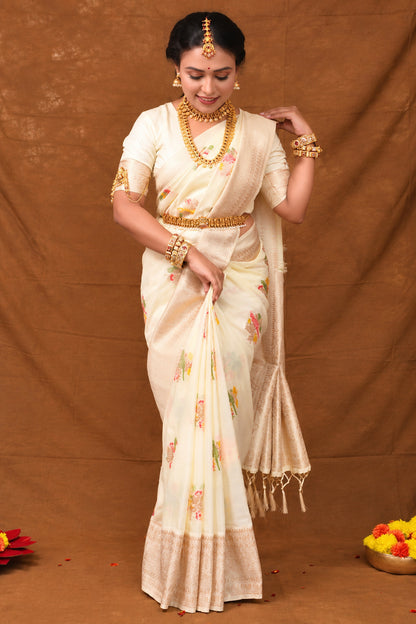 Megha Bhunia in Beige Banarasi Khadi Silk Saree
