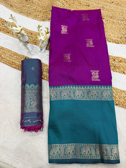 Scrumptious Purple Pure Zari Weaving Banarasi Silk Saree With Glowing Blouse Piece