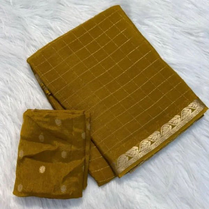 Ephemeral Mehndi Banarasi Georgette Silk Saree With Arresting Blouse Piece
