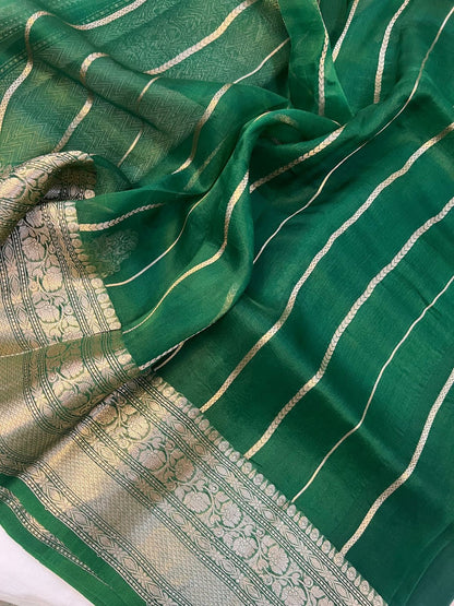 Desirable Green Soft Silk Saree With Panache Blouse Piece
