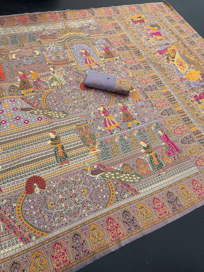 Outstanding Lavender Dola Pashmina Saree With Lissome Blouse Piece