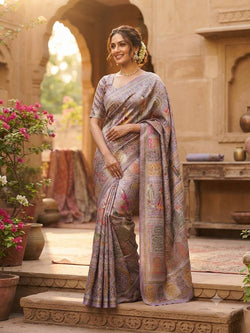 Outstanding Lavender Dola Pashmina Saree With Lissome Blouse Piece