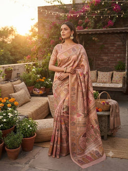 Quixotic Pink Dola Pashmina Saree With Adorable Blouse Piece