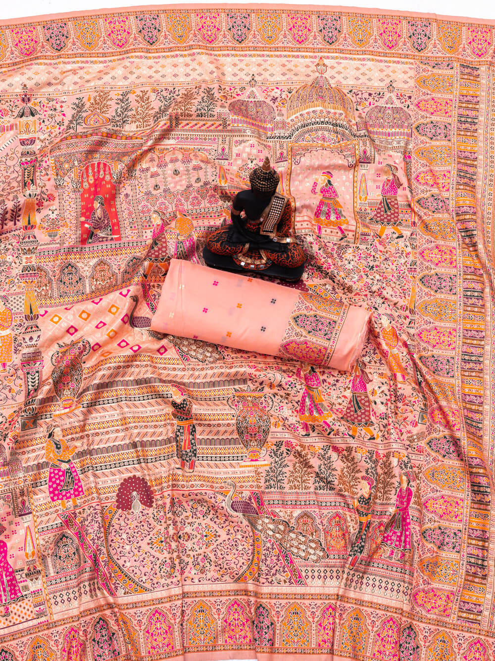 Quixotic Pink Dola Pashmina Saree With Adorable Blouse Piece