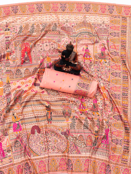 Quixotic Pink Dola Pashmina Saree With Adorable Blouse Piece