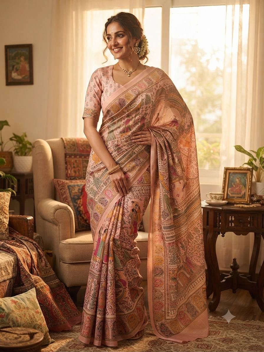 Quixotic Pink Dola Pashmina Saree With Adorable Blouse Piece