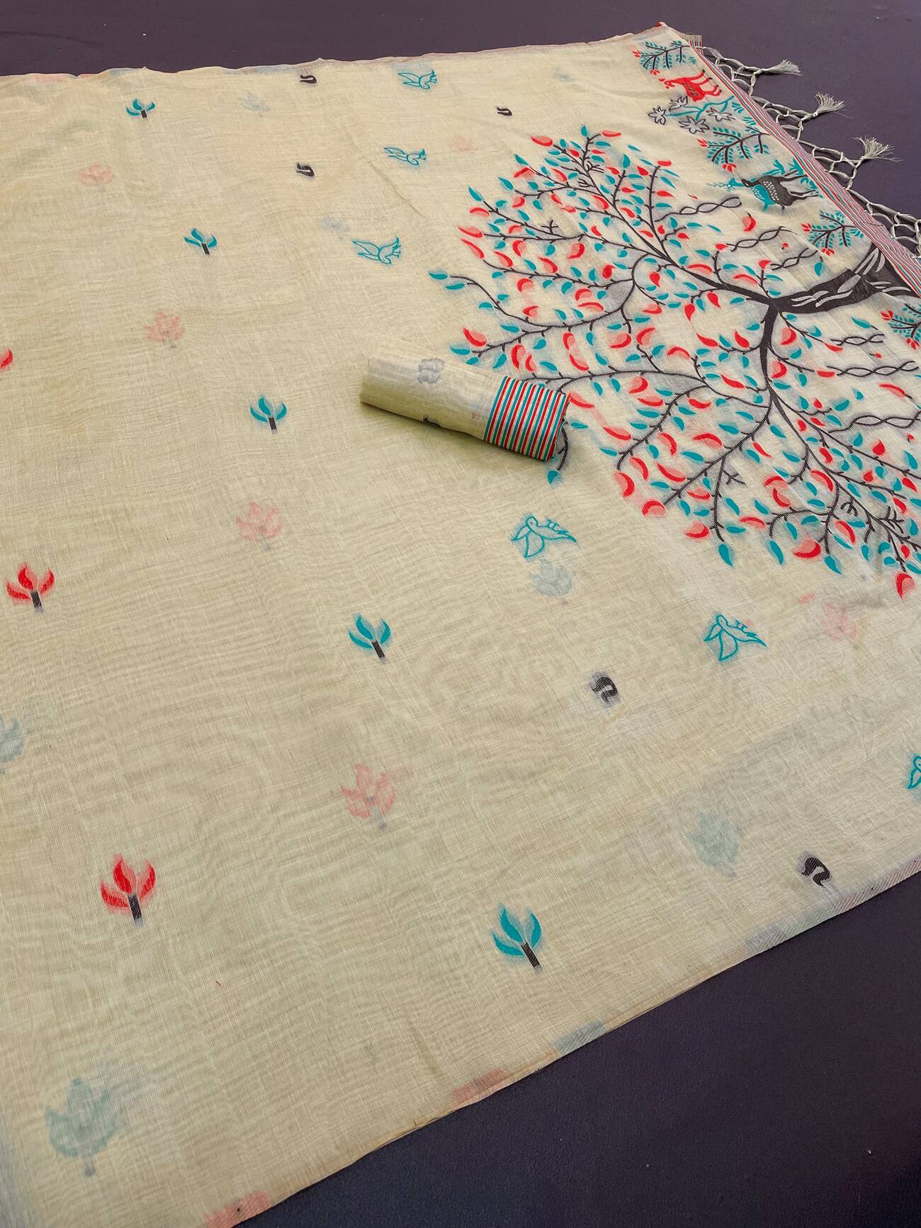 Fantabulous Pista Pure Munga Cotton Silk Saree With Marvellous Blouse Piece