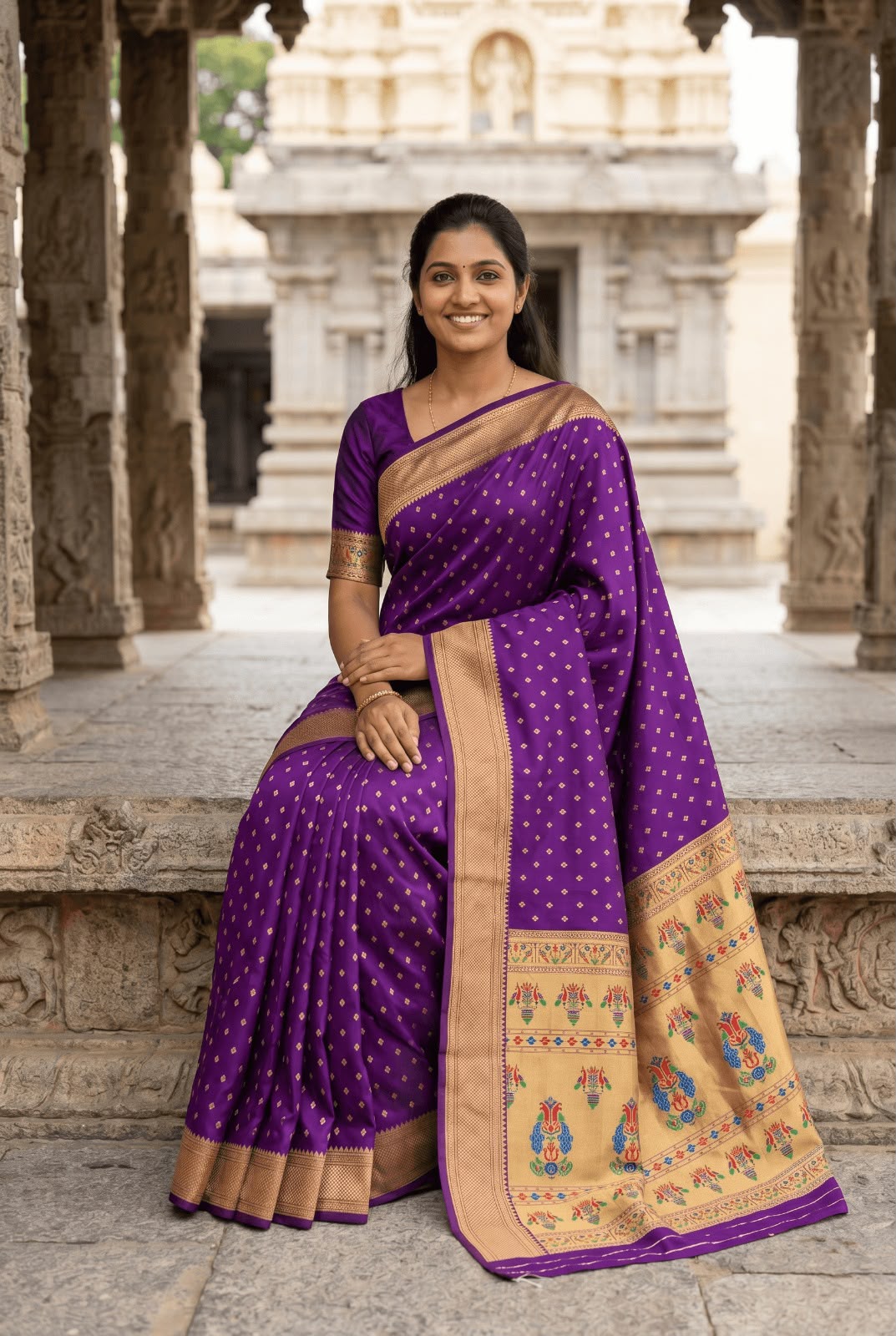 Delectable Purple Paithani Silk Saree With Tremendous Blouse Piece
