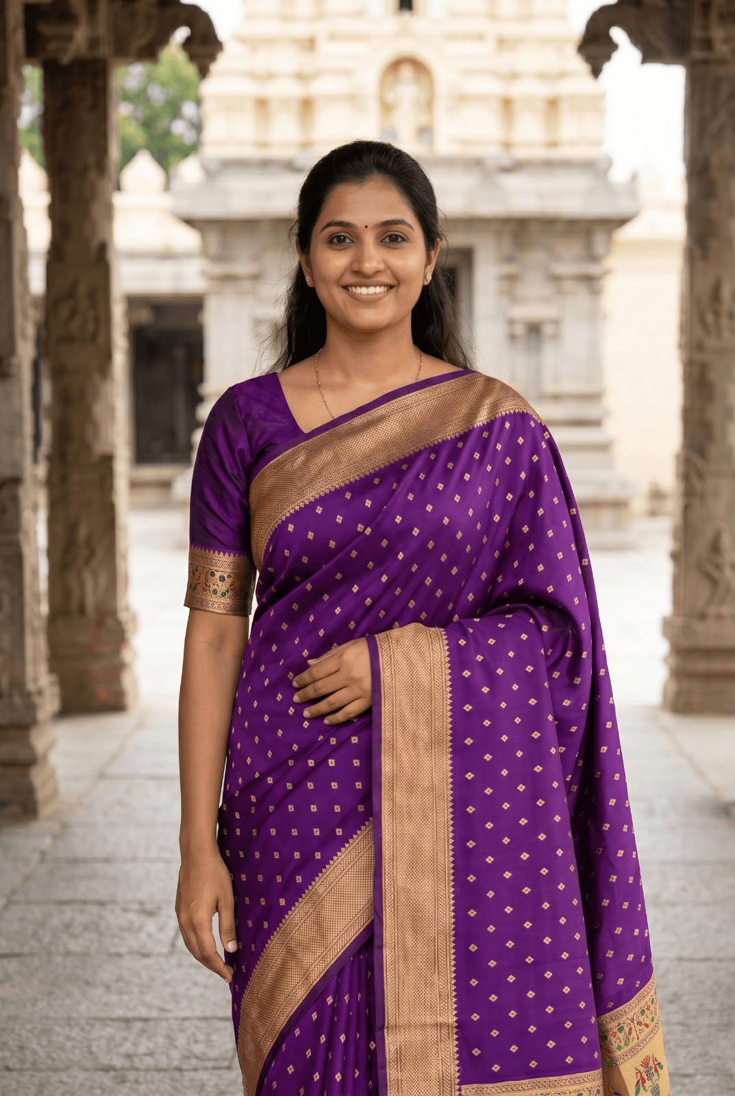 Delectable Purple Paithani Silk Saree With Tremendous Blouse Piece