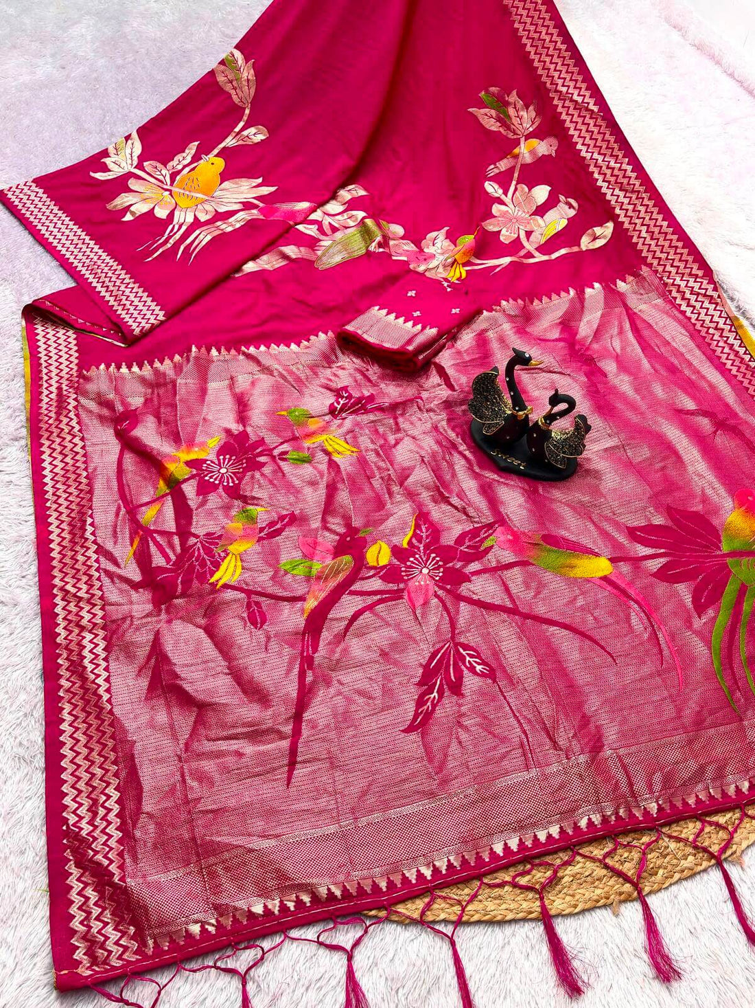 Unequalled Dark Pink Banarasi Khadi Silk Saree With Lovely Blouse Piece