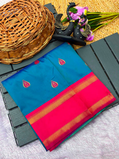 Elision Blue Paithani Silk Saree With Sonorous Blouse Piece