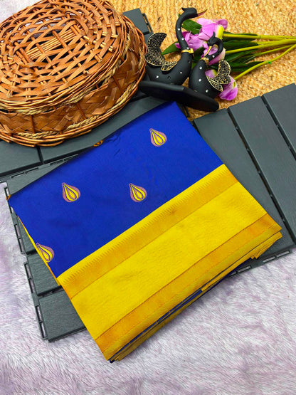 Super classy Royal Blue Paithani Silk Saree With Stunning Blouse Piece
