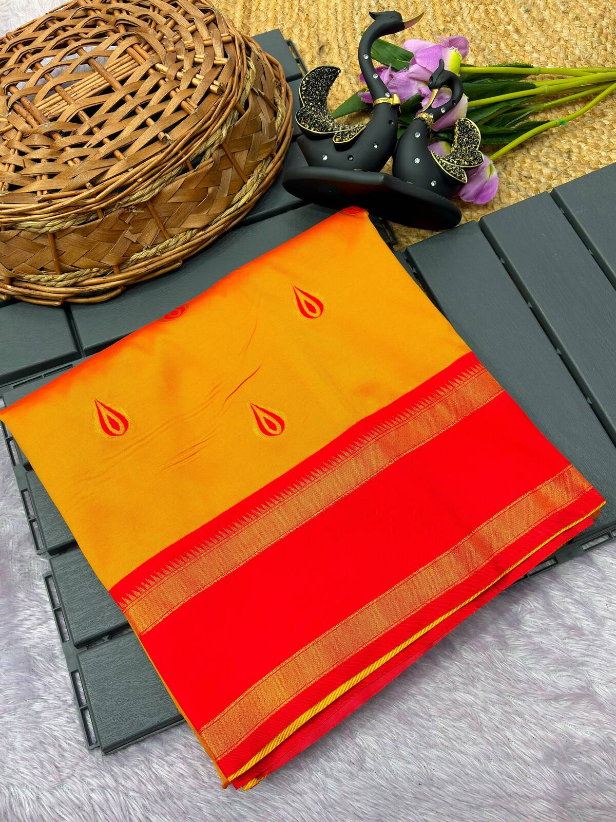 Evocative Yellow Paithani Silk Saree With Rhapsody Blouse Piece