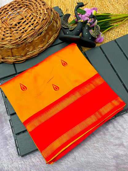 Evocative Yellow Paithani Silk Saree With Rhapsody Blouse Piece