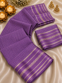 Designer Lavender Banarasi Viscose Silk Saree With Splendiferous Blouse Piece